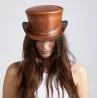 Chapeau Demi Haut de Forme Hampton Cuir Camel  - Head'nHome Reference : 17672| Chapellerie Traclet