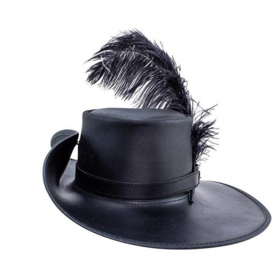 Chapeau Grand Bord Cuir Cavalier Noir - Head'nHome Chapeau Grand Bord Cuir Cavalier Noir - Head'nHome