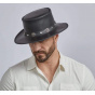PorkPie Silverado Black Leather Hat - Head'n Home