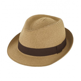 Camel Paper Straw Trilby Hat - Traclet