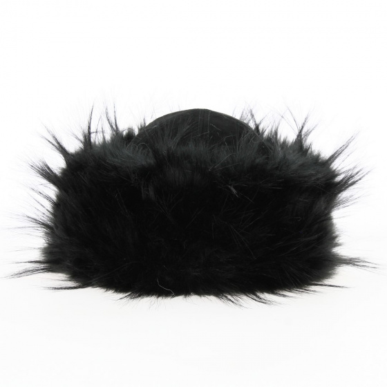 Tkhatch black leather and fur hat
