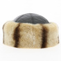 Toque Cappello Leather & Beige Rabbit Fur- Anna Rizzo