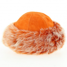 Toque Nastasia Leather & Faux Fur Orange - Traclet