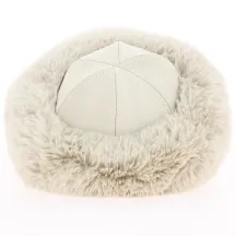 Toque Ivanova Cuir Ecru & Fausse Fourrure Blanche - Traclet
