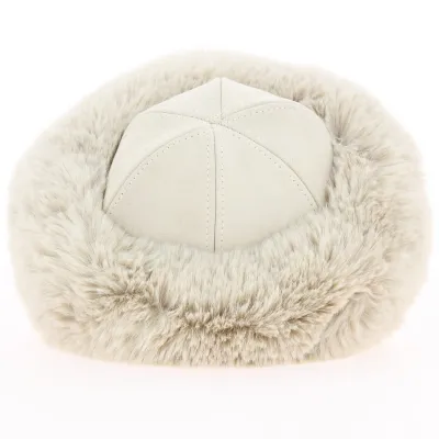 Toque Ivanova Ecru Leather & White Faux Fur - Traclet