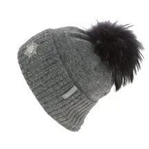 Betty Fur Pompom Beanie Grey Wool - Kristo Reference: 7229 | Chapellerie Traclet