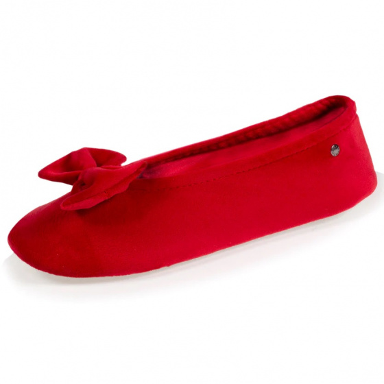 Chaussons Ballerines Femme Nœud Rouge - Isotoner
