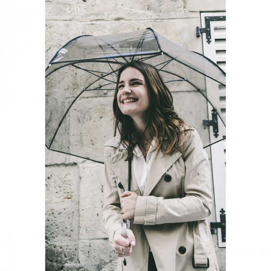 Transparent smoked umbrella with black trim - Piganiol