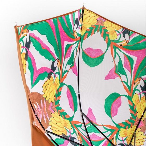 Coco Banana lined cane umbrella for women - Piganiol Coco Banana lined cane umbrella for women - Piganiol