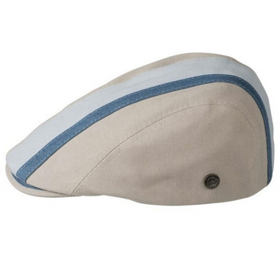Doma Flat Cap Denim Jean Cotton Beige - Traclet Doma Flat Cap Denim Jean Cotton Beige - Traclet