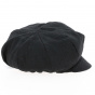Elorine Black Linen Newsboy Cap - Mtm