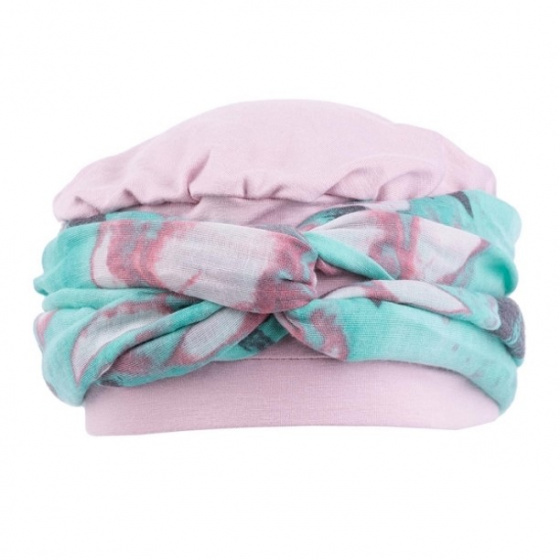 Toque Sanja Rose poudré avec Foulard - MTM