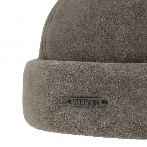 Docker Leather Beige Beanie - Stetson Docker Leather Beige Beanie - Stetson