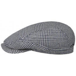 Houndstooth Driver Flat Cap Blue Silk- Stetson