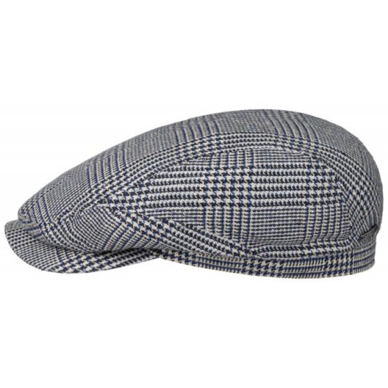 Houndstooth Driver Flat Cap Blue Silk- Stetson