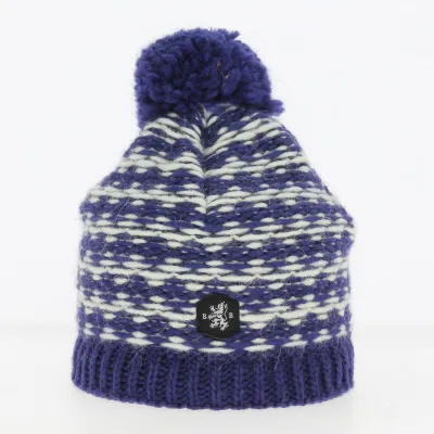 Bonnet Pompon Campagnard bleu - Bonnet Blanc