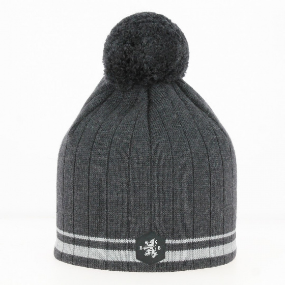 Bonnet Pompon Laine Sancy Gris - Blanc Bonnet Bonnet Pompon Laine Sancy Gris - Blanc Bonnet