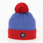 London Wool Pompon Beanie Red and blue - White Beanie