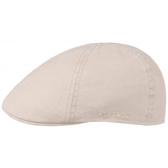 Beige Organic Cotton Flat Cap - Stetson