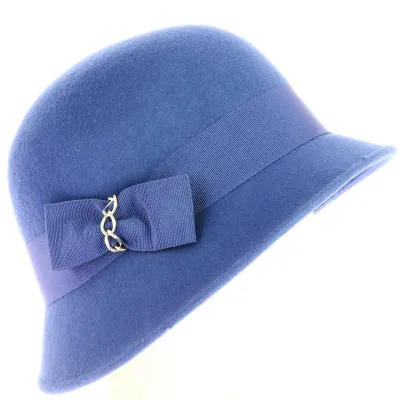 Chapeau Cloche Maithe Feutre Laine Bleu roi - Traclet