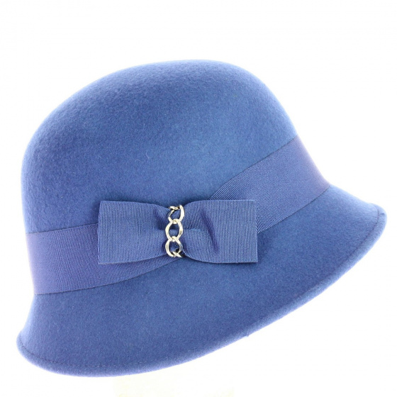 Chapeau Cloche Maithe Feutre Laine Bleu roi - Traclet