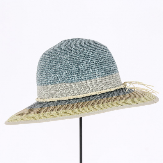 Michela Straw Paper Blue Denim Capeline - Traclet Michela Straw Paper Blue Denim Capeline - Traclet