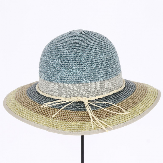 Michela Straw Paper Blue Denim Capeline - Traclet Michela Straw Paper Blue Denim Capeline - Traclet