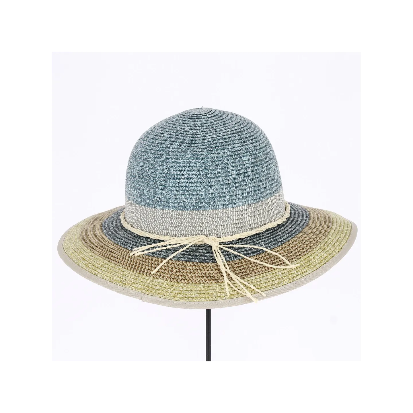 Michela Straw Paper Blue Denim Capeline - Traclet