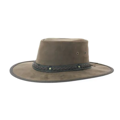 Squashy UPF 50+ Bronco Brown Leather Hat - Barmah Reference: 17696| Traclet Hat Shop