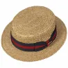 Canotier Paille Naturelle Ruban Rouge & Bleu Marine- Stetson Reference : 10172 | Chapellerie Traclet