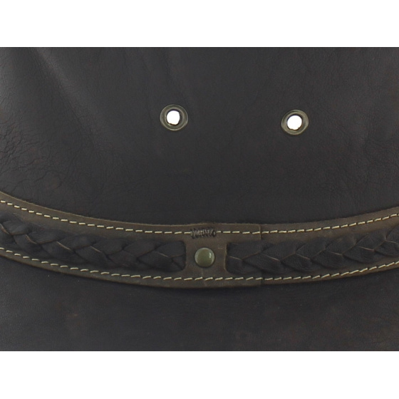 Squashy brown leather kangaroo hat