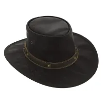 Chapeau Cuir Kangourou Squashy Noir - Barmah