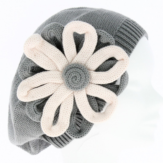 Béret Irma Coton Fleur gris - BeBeret
