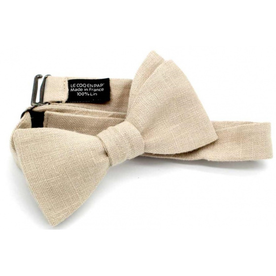 Sand Beige Linen Bow Tie - Le Coq En Pap
