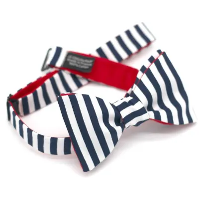 Striped Cotton Reverse Bow Tie - Le Coq En Pap Reference: 17708| Chapellerie Traclet