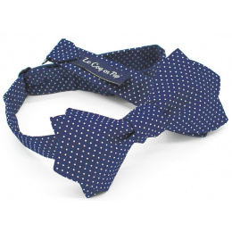 Midnight Blue Bow Tie With Dots - Le Coq En Pap