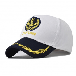 Casquette Baseball Capitaine Coton Blanc - Traclet