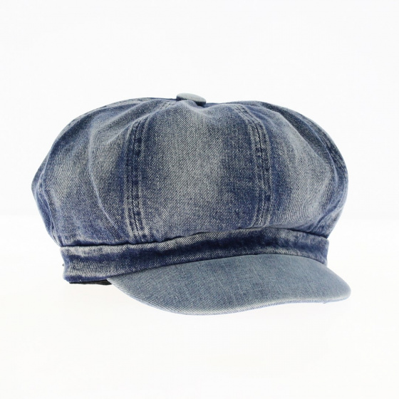 Gabi Newsboy Cap Navy Blue Denim Effect - Traclet