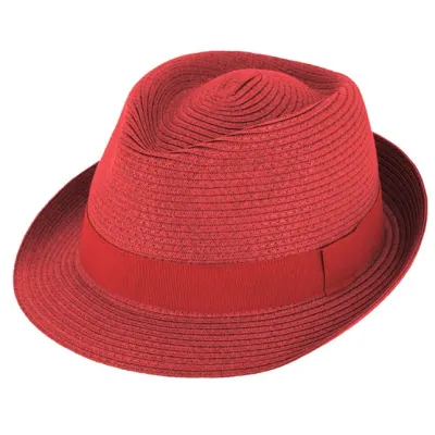 Chapeau Trilby Paille Papier Rouge - Traclet Reference : 17742| Chapellerie Traclet