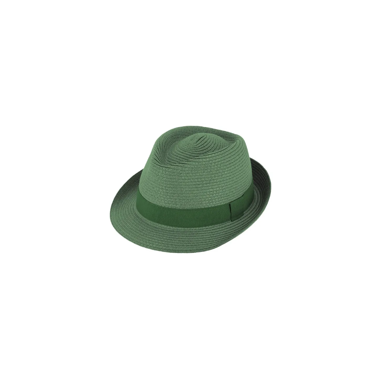 Trilby Straw Hat Fir Green Paper - Traclet