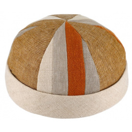 Docker Beanie Patchwork Cotton & Linen orange - Traclet