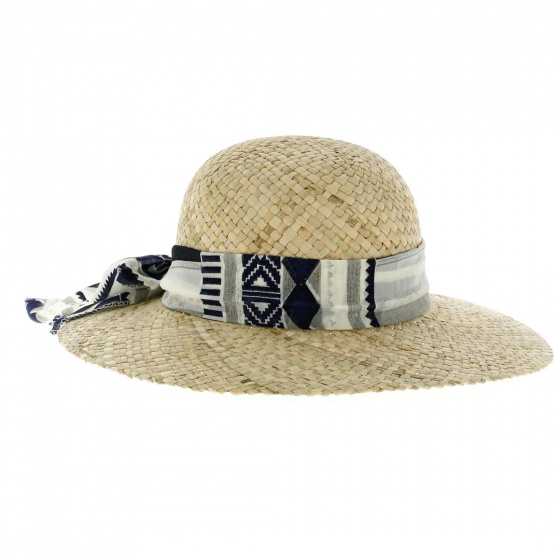 Capeline Ruban Graphique Paille Naturelle- Traclet Capeline Ruban Graphique Paille Naturelle- Traclet
