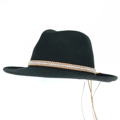 Chapeau Fedora Feutre Laine Noir Imperméable - Traclet