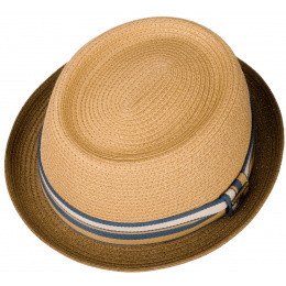 Porkpie Scriba Toyo Beige & Taupe Hat - Stetson