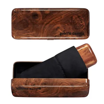Black Mini Umbrella with Wood Effect - Pierre Cardin   Reference: 17755| Traclet Hat Shop