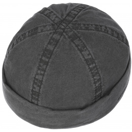 Black Organic Cotton Washed Docker Beanie - Stetson