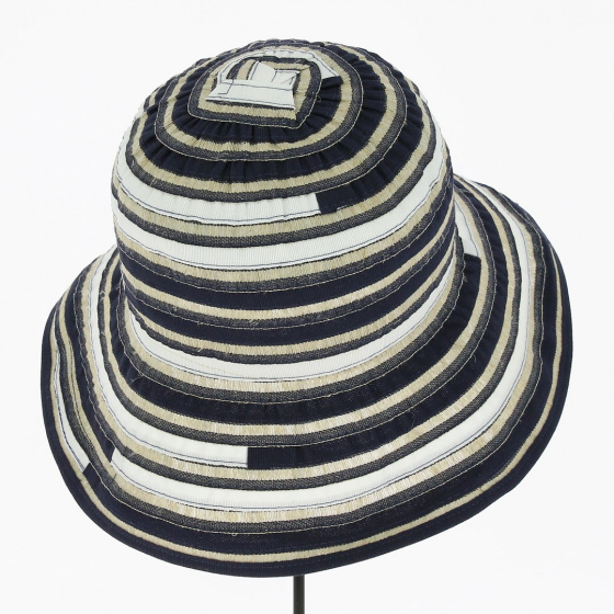 Navy Linen & Cotton Scarpe Bucket Hat - Traclet