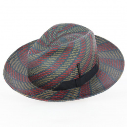 Red and Gold Panama Straw Fedora Hat - Bailey