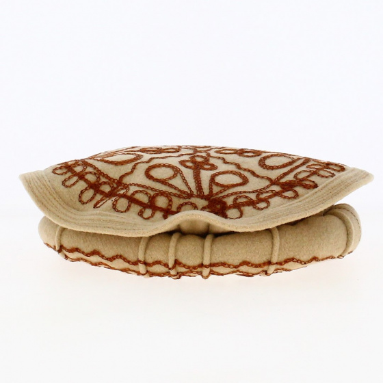 Pakol Femme Brodé Laine beige - Traclet