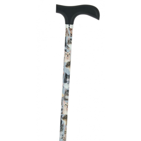 Adjustable Aluminum Cane with Cat Pattern - Fayet